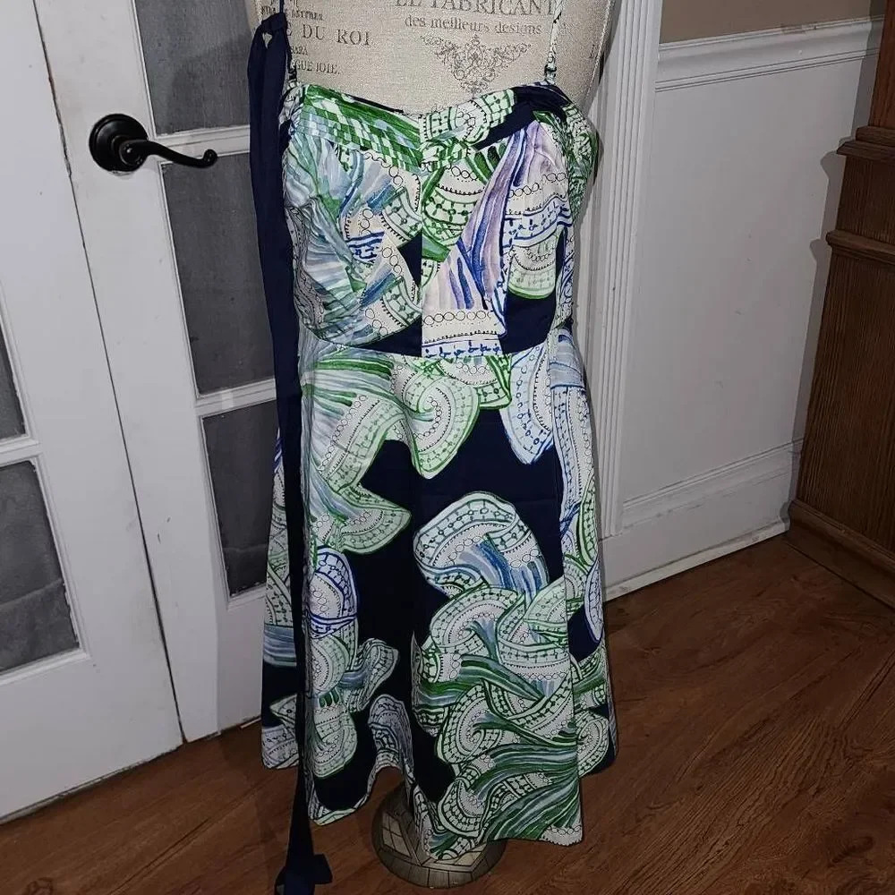 Anthropologie Moulinette Soeurs Womens Blue Green Floral Dress 16